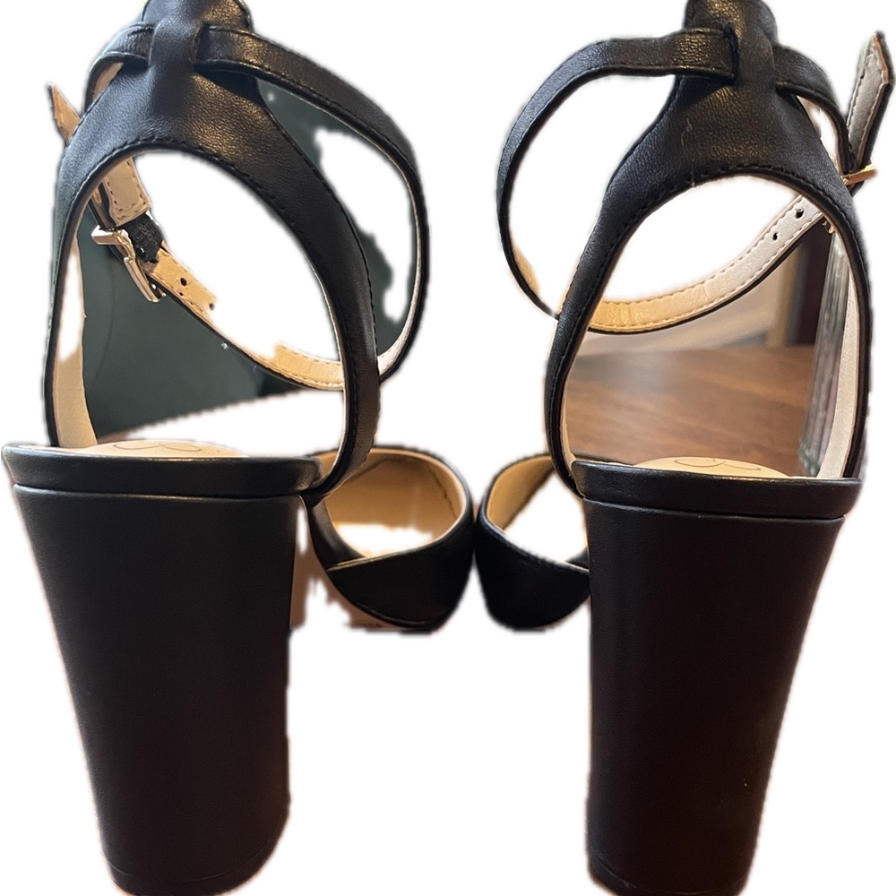 Jessica Simpson Black Chunky Heel Ankle straps size 9.5 - Picture 3 of 6